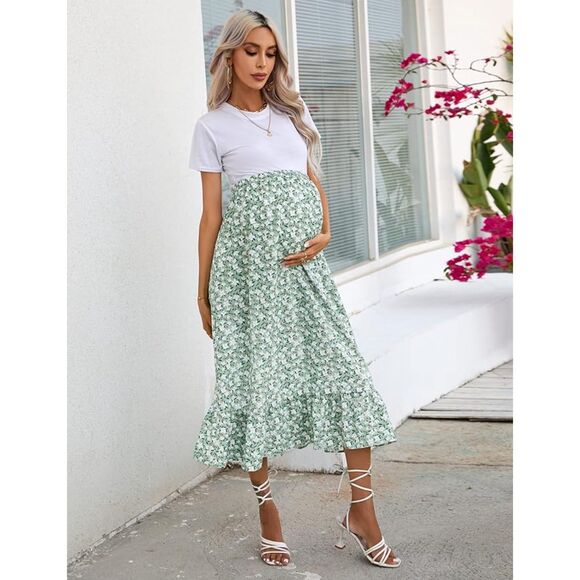 Floral Lightweight Maternity Skirt with Removable Straps Size Medium - Picture 4 of 5